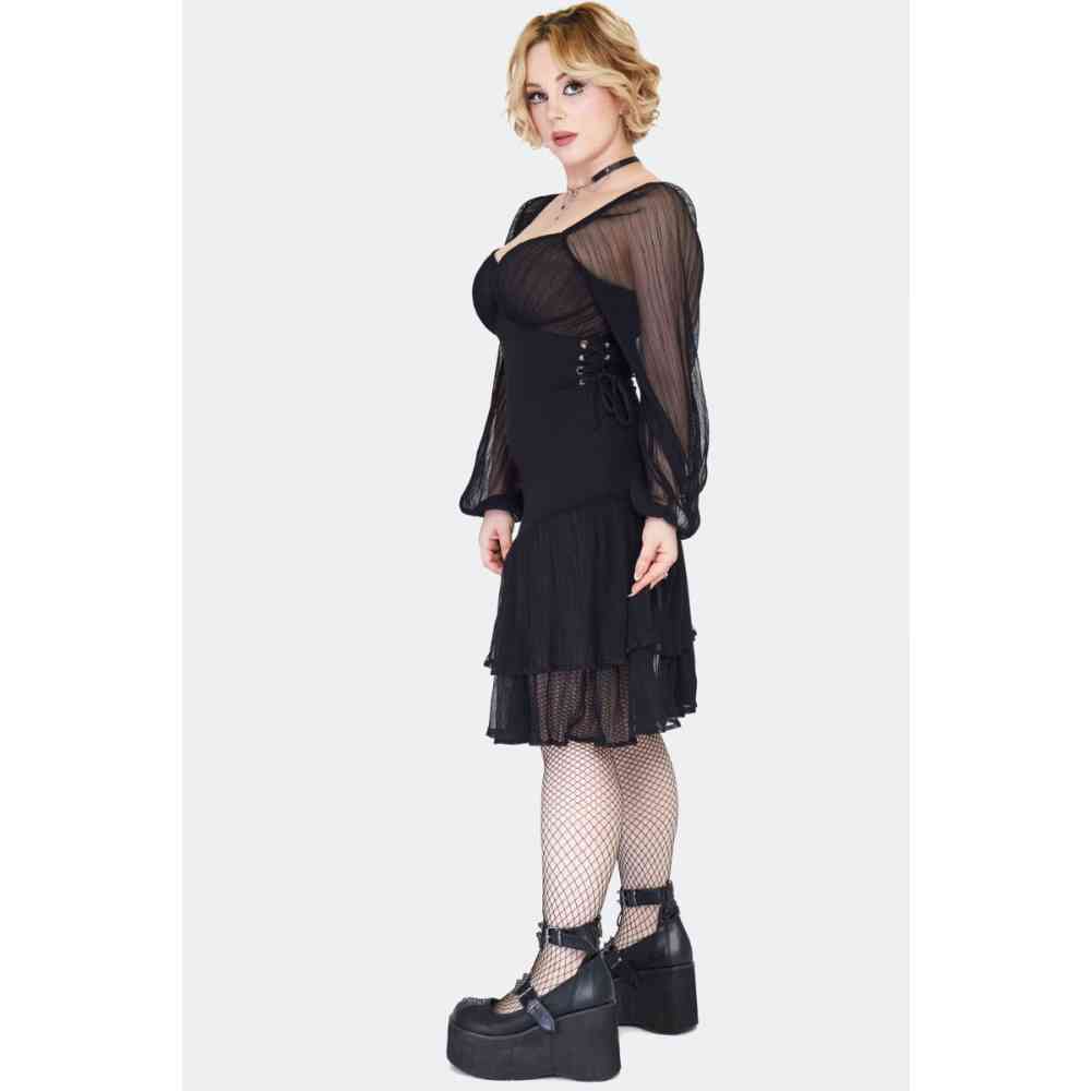 Jawbreaker - Gothic Witch Lace Up Robe courte - Noir